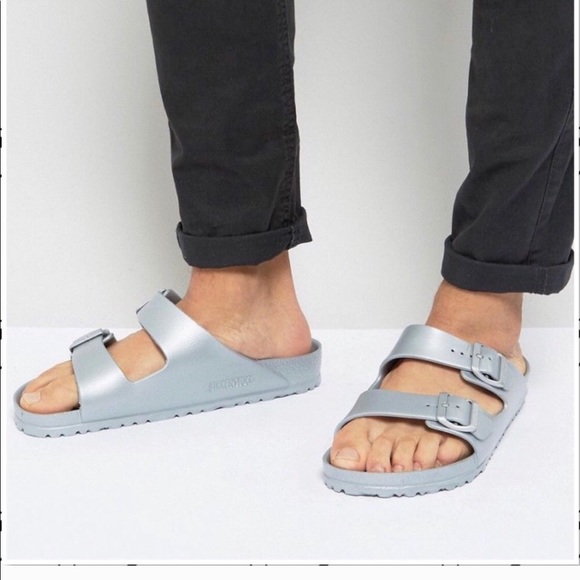 metallic silver birkenstocks